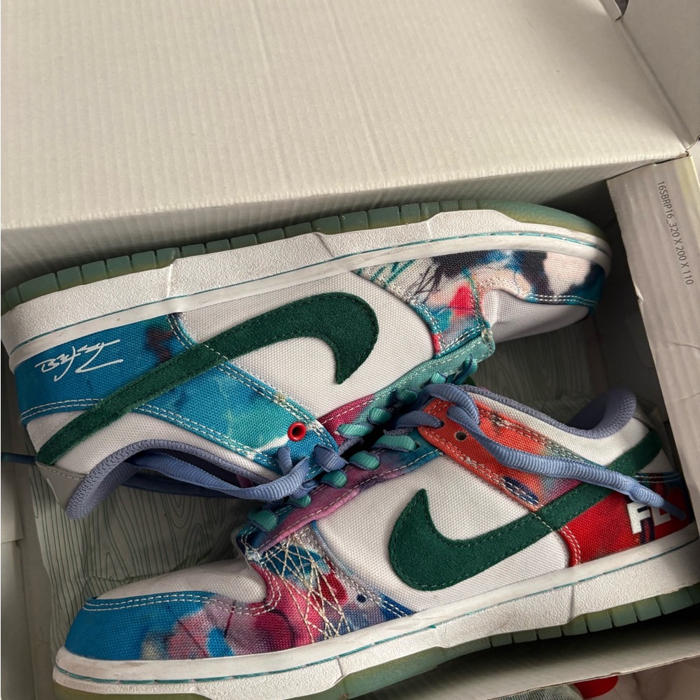 Colorful Sneakers with Green Accents